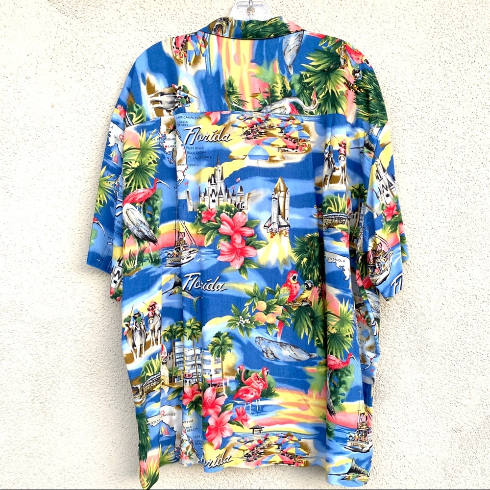 Paradise Found vintage Hawaiian shirt mens FLORIDA print tropical state floral - Picture 3 of 7